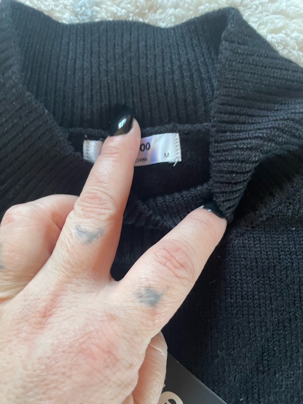 zeagoo Black & White Striped Mock Neck Sweater - Picture 2 of 3